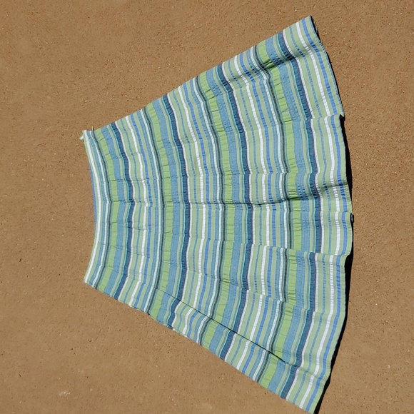 Worthington Pleated A-line Green and Blue Striped Skirt Size 6 - Picture 1 of 7